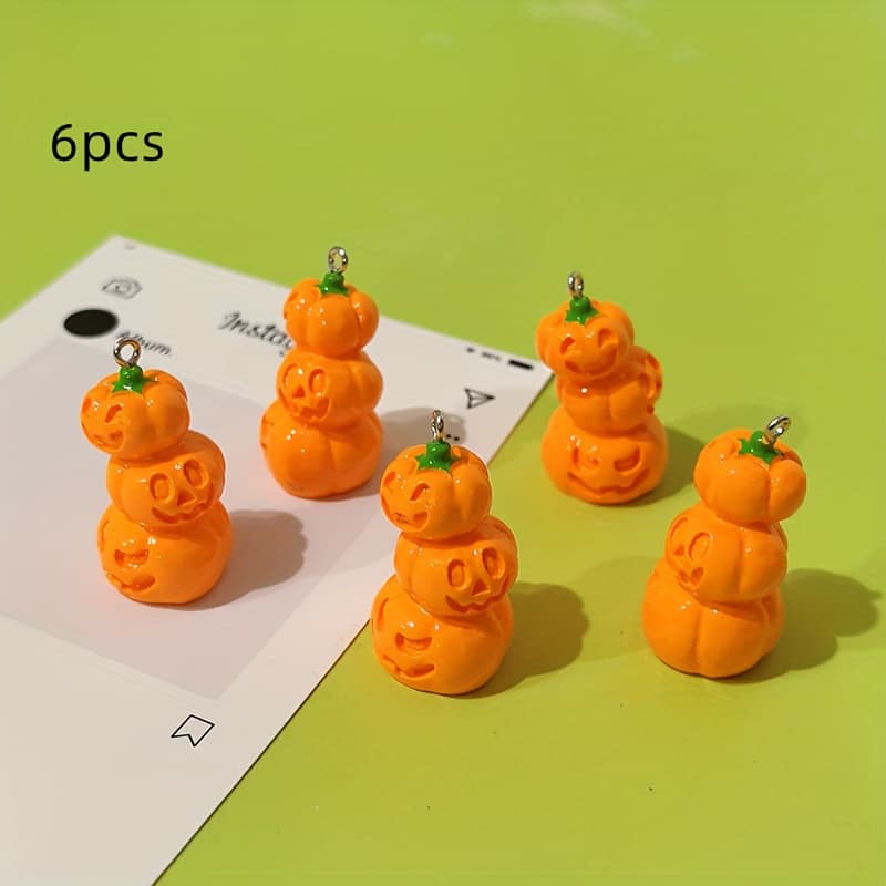 TEMU A Pack Of 6 Cute Halloween Pumpkin Resin Pendants For Halloween Decorations And Additions