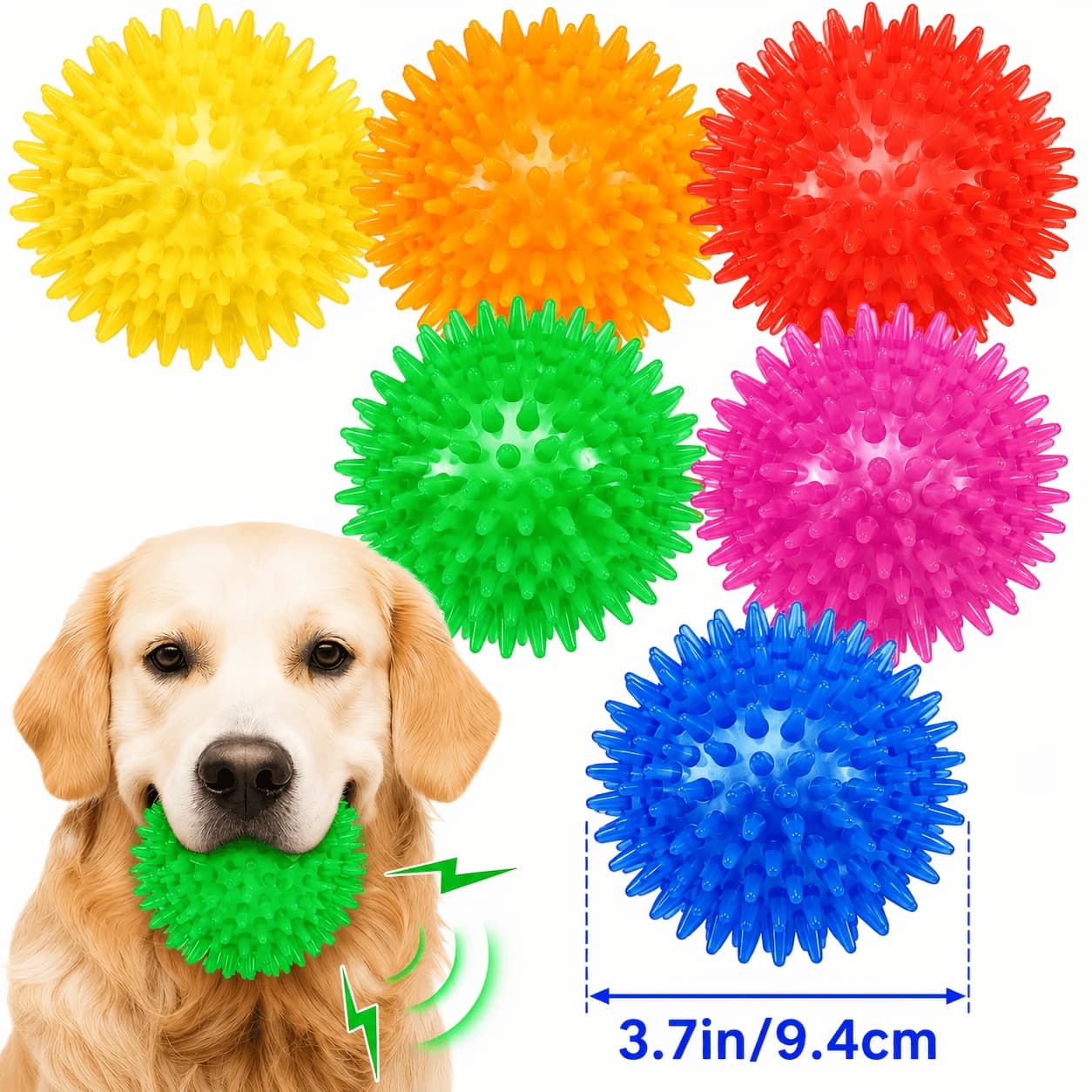 TEMU Squeaky Dog Toy Balls (3/4/6 Pack) Puppy Chew Toys For Teething, Bpa Free Non-toxic, Dog Balls For Medium, Large & Small Dogs, Durable Toys For Aggressive Chewers