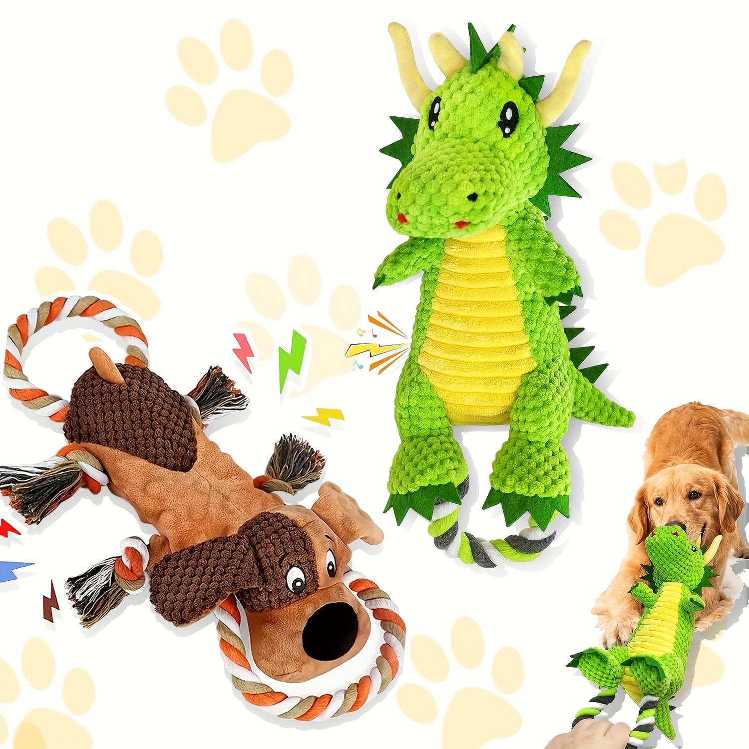 TEMU Set Of 2 For Large Squeaky Toys For Dogs - Plush Chew Toys And Items Suitable For Large, Small, Medium, And Puppy Breeds, Designed To Keep Them Entertained, Without Battery