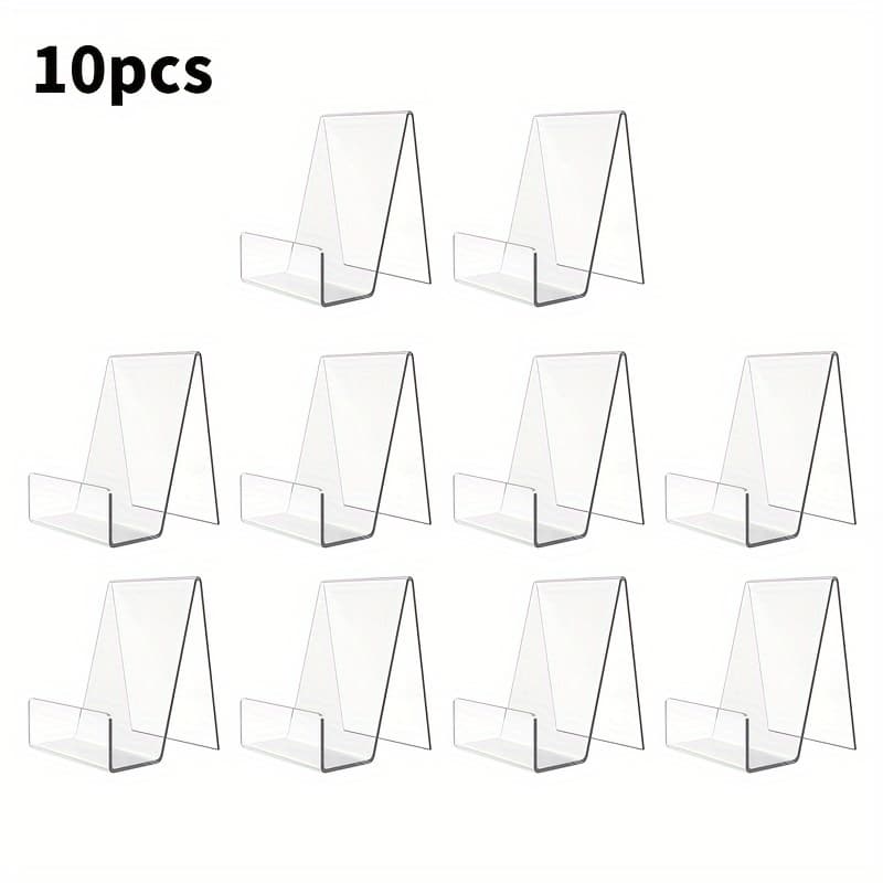 TEMU 10pcs Heavy-duty Clear Acrylic Book Stands With Open Front Design - Sturdy Shelving Units For Home, Office, Library - Space-saving Transparent Book Display With Sturdy Base And - Mo