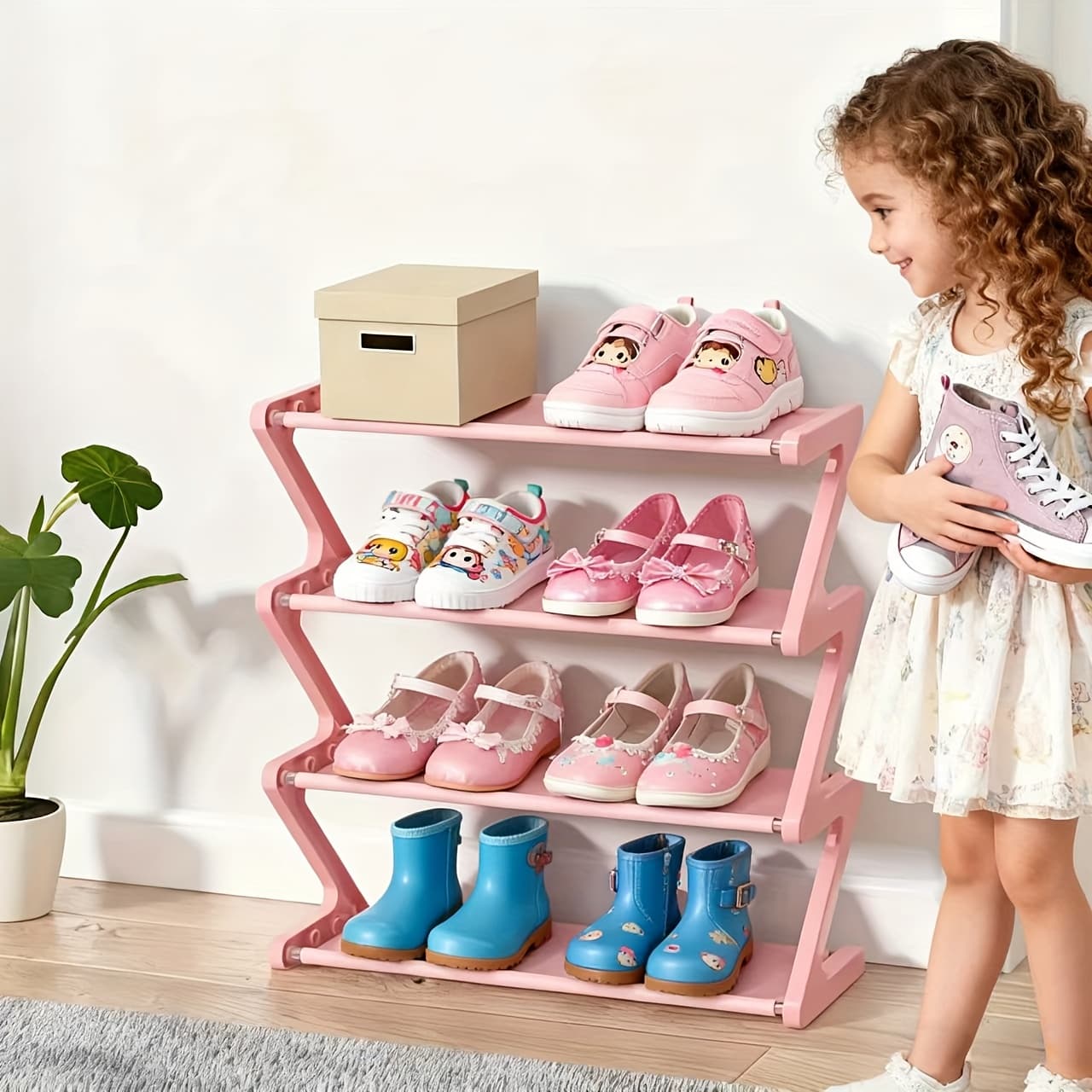 TEMU Fashion Warm -layer Z-shaped Shoe Rack, Installation, Plastic Independent Storage Rack, Shoe Rack Storage