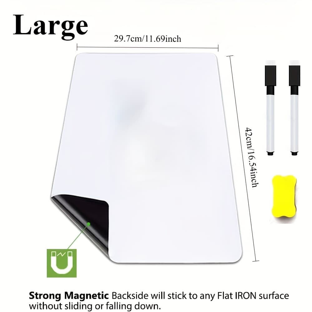 TEMU Convenient Magnetic Dry Erase Refrigerator Calendar With 2pcs Free Markers And 1pc Magnetic Whiteboard Eraser, Perfect For Kitchen Organization And Office Use