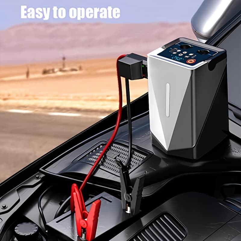 TEMU 30000mah 6-in-1 , Portable Jump Starter, Large Capacity Car Battery Jumper Starter, Portable Power Station, Led Emergency Light, Ergonomic Grip, Rugged Construction