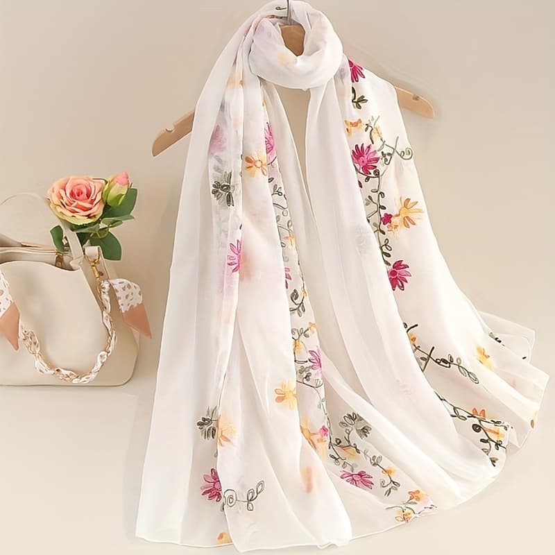 TEMU 1pc Spring Autumn Scarf Women's Versatile Embroidered Ethnic Style Indian Nepalese Wrap Sunscreen Shawl Dual-use Literary