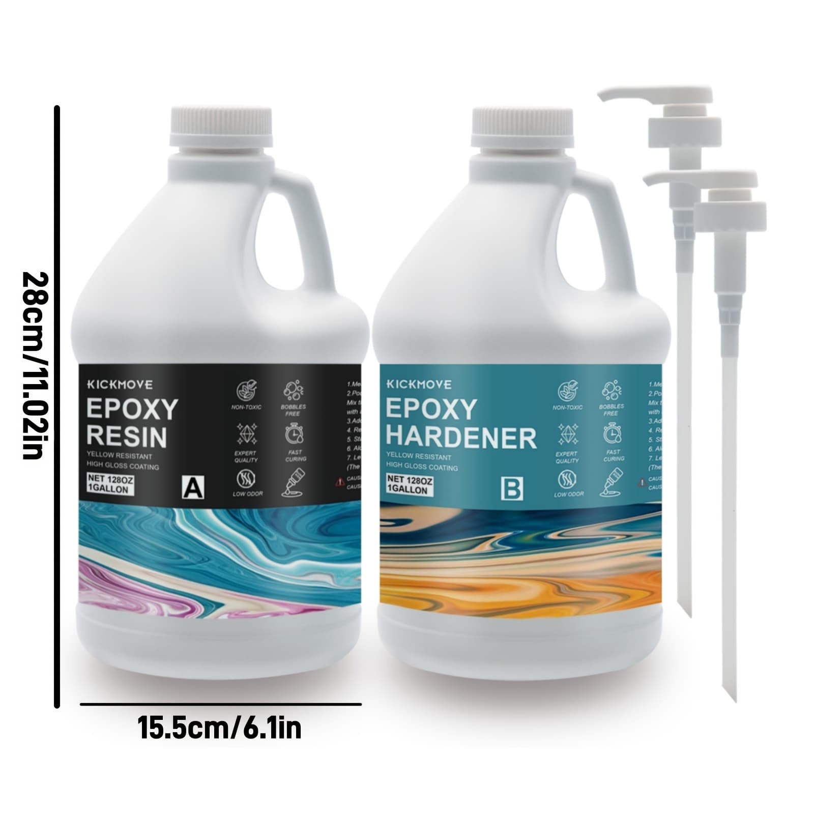 TEMU 2 Gallon/1 Gallon Epoxy Resin Kit With Pumps, Clear 2 Part Resin High Gloss For Casting Coating, Countertop, Table Top, Resin Art Diy Handcraft Jewelry Christmas & Halloween Gift