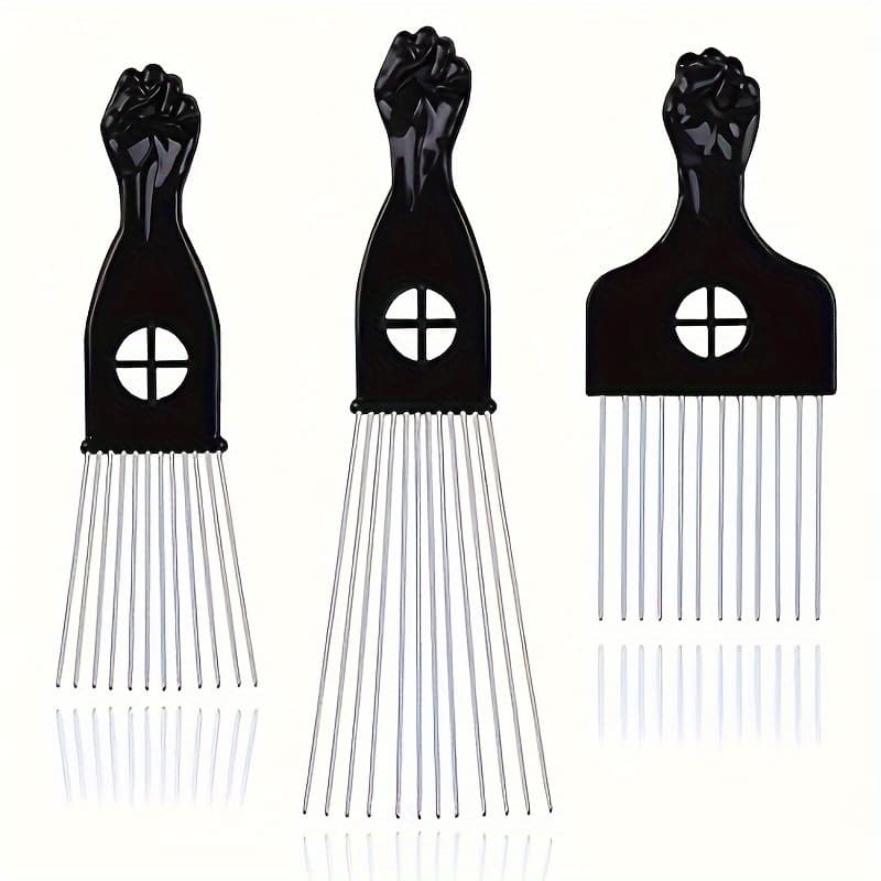 TEMU 3pcs Hair Pick, Metal Picks For Afro Hair, Hair Picks For Women And Men, Afro Combs, Pick For Hair, Hair Comb For Hair Styling Gifts For Women, Christmas Decorations, Christmas Gifts