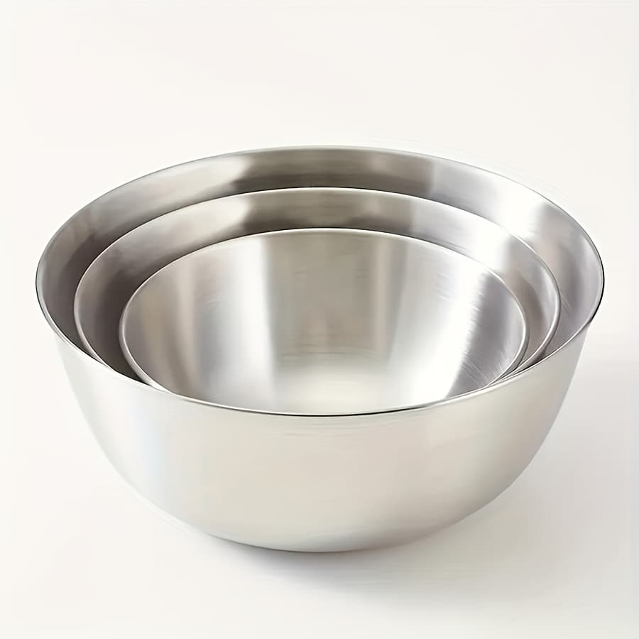 TEMU 3pcs, Kitchenware, Serving Ware, Durable Stainless Steel Mixing Bowls, Salad Bowls, And