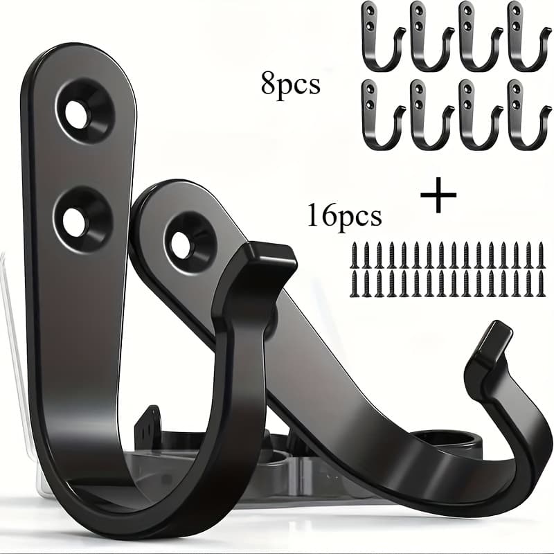TEMU 24pcs Anti-rust Heavy-duty Iron Coat Hook Set - Easy-to-install Wall-mounted Metal Coat Rack - Industrial Display Hooks For Home And Office Decoration