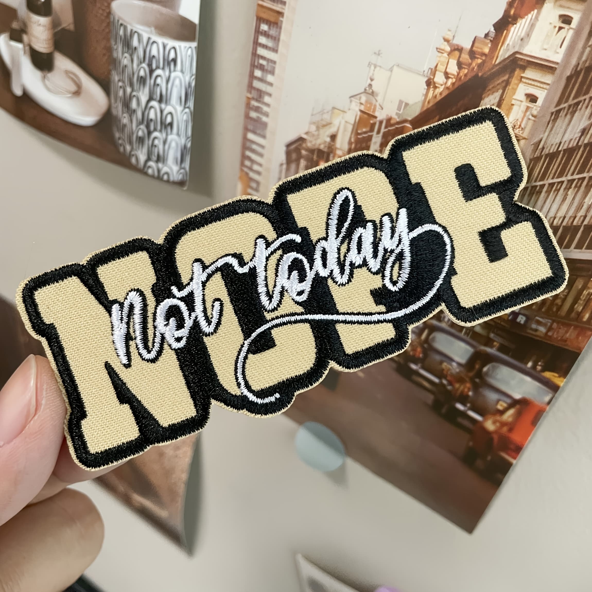 TEMU 1pc 'nope Not Today' Embroidered Patch, Trendy Iron-on/sew-on Applique, Suitable For Trucker Hats, Bags, Clothing, Etc