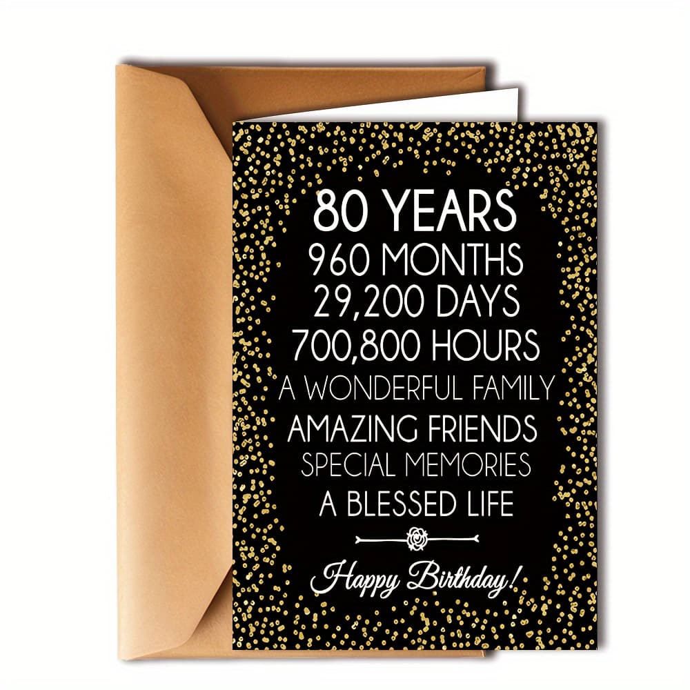 TEMU 80th Birthday Card - 80 Year Old Funny Birthday Gift For Women/men, Happy 80th Birthday, Card For Him Or Her, Tabletop Decoration - Includes 80 Years Card And Envelope
