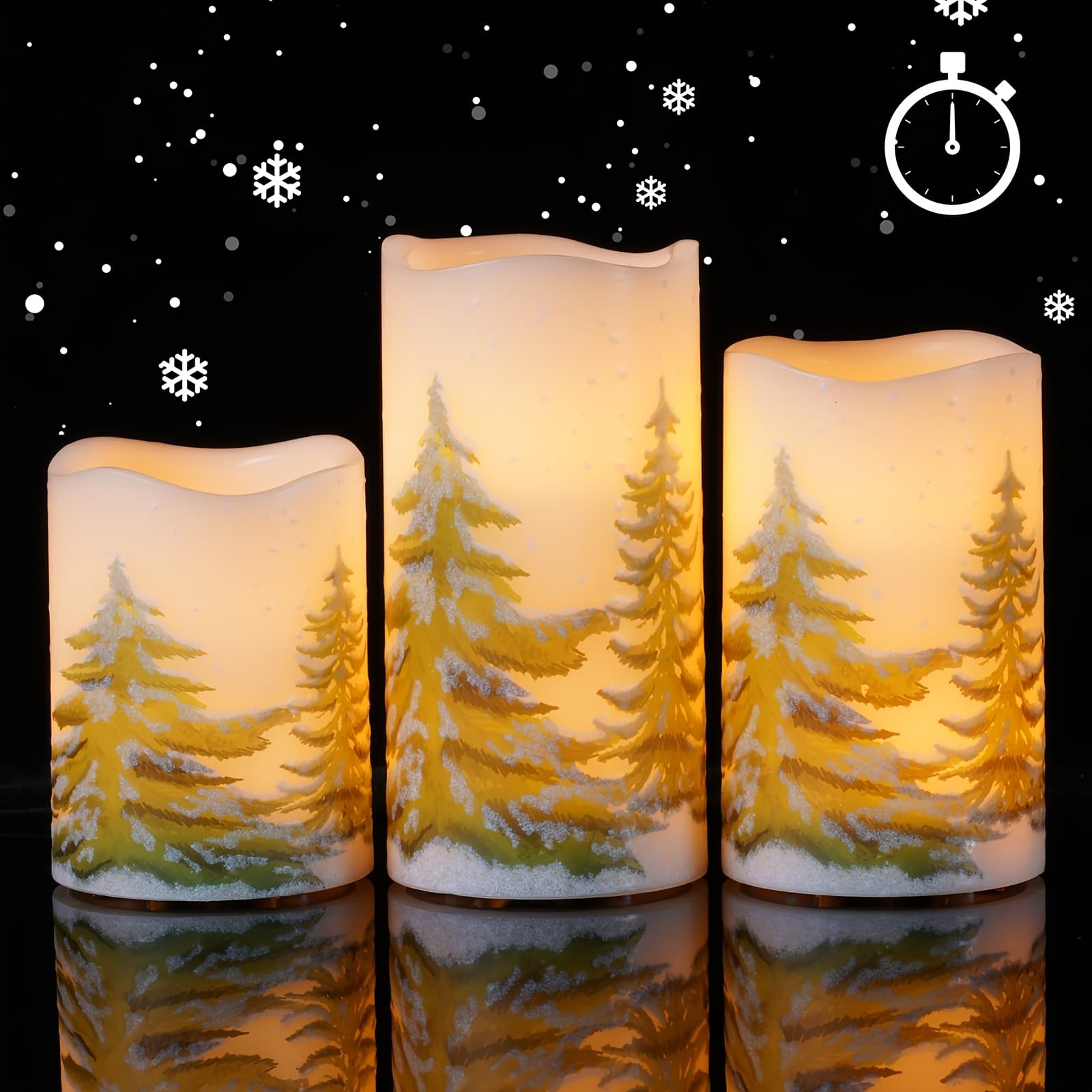 TEMU 3pcs Real Wax Flameless Led Candles Battery- With Timer - /off Pillar Candles Suitable For Christmas, Farmhouse & Cottage Decor, 3”/4”/5”/6” Lengths, Flameless Wax (/drip)