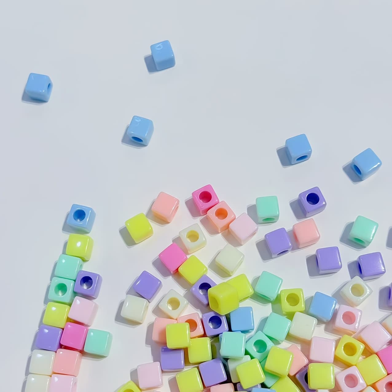 TEMU 95pcs Assorted Colors, Acrylic Square Macaron Large-hole Beads, Diy Phone Charm Accessories