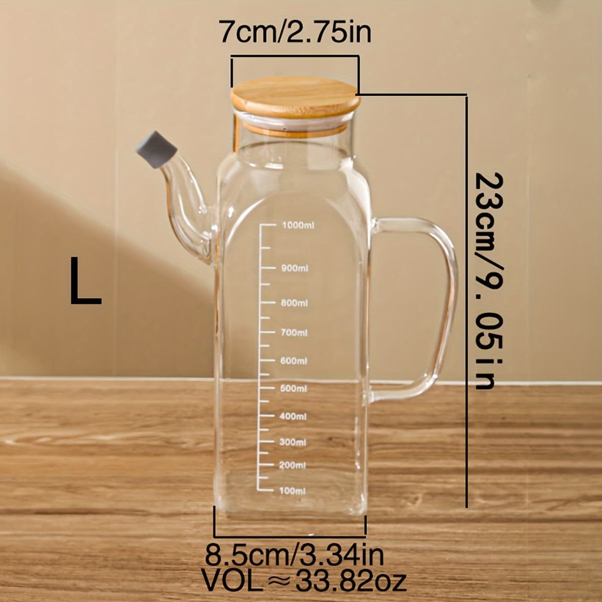 TEMU 1pc High Leak-proof Graduated Transparent Glass Oil Dispenser