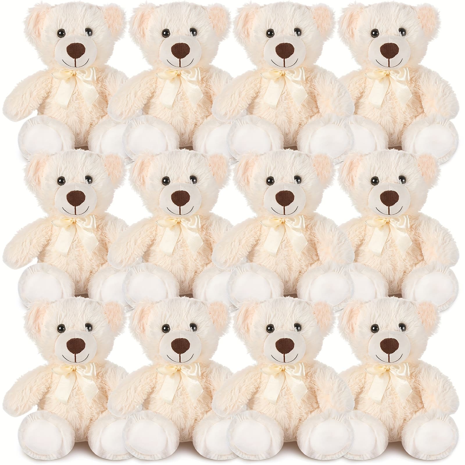 TEMU Set Of 12 Collectible Bear Dolls, Each 14 Inches, Perfect For Bulk Gifts For Graduations, Bridal Anniversaries, Or Showers (in White)