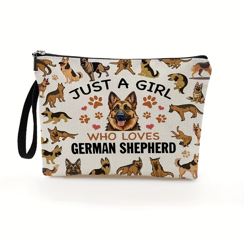 TEMU A Makeup Bag For German Shepherd Enthusiasts - Designed With " Who German Shepherds", This Lightweight And Foldable Makeup Bag Features A Zipper Closure