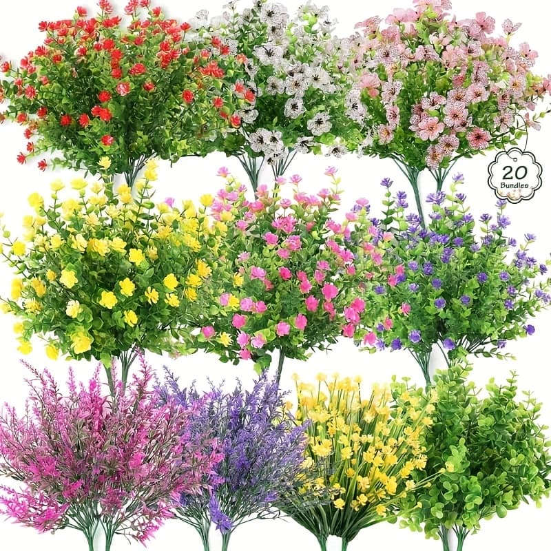 TEMU 20 & 40 Bundles Uv Resistant Artificial Boxwood Shrubs, Art Decor Style Fake Plastic Plants For Outdoor Garden, Patio, Porch, Window Box, Home, Wedding, Farmhouse Decor, No Fade, Hanging Decor