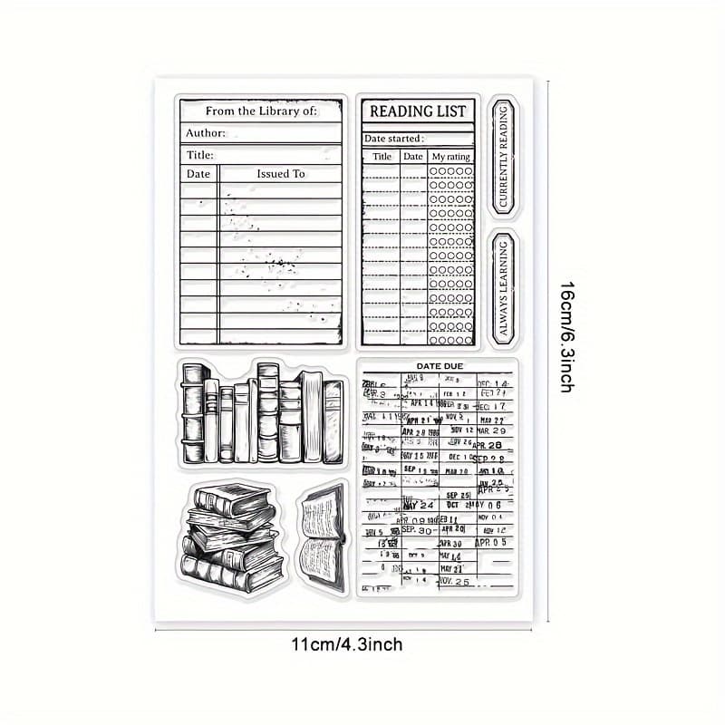 TEMU 1pc Book Library Silicone Clear Stamp For Diy Scrapbooking Card Making Album Journal Painting Tool, Inkless