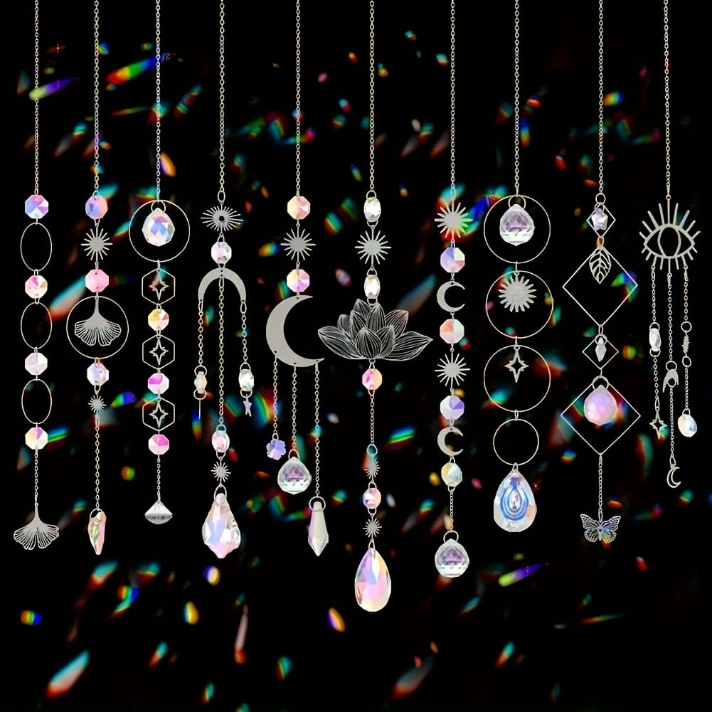 TEMU 10 Colorful Catchers With Chain Pendant, Hanging Crystal Prism , Suitable For Windows, Indoor And Outdoor Cars, Rearview Mirrors, Garden Decoration, Weddings, Parties, Christmas Gifts