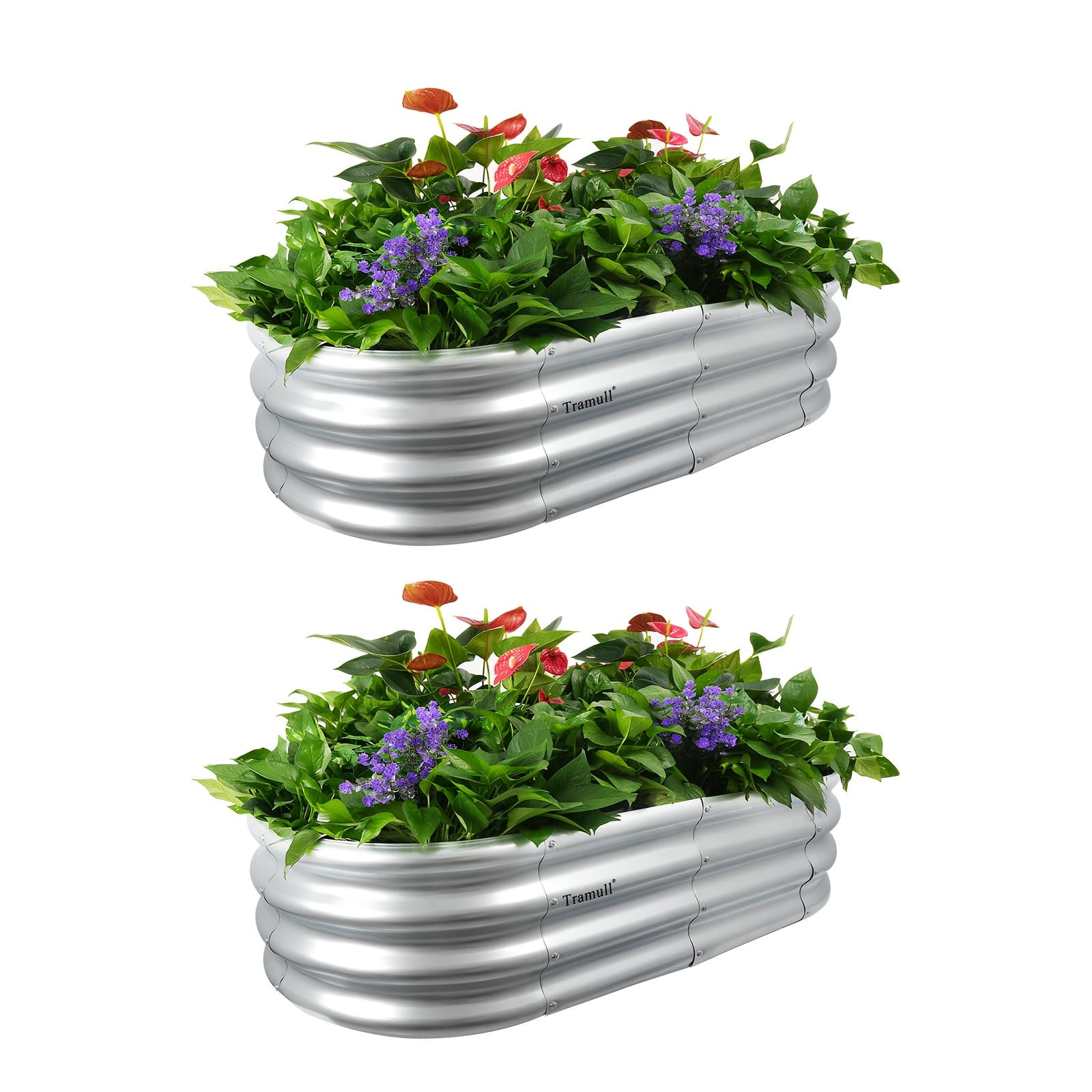 TEMU 3 Pack 4x2x1ft Galvanized Raised Garden Bed Kit Oval Metal Ground Planter Box Outdoor Bottomless Planter Raised Beds For Vegetables Flowers Herbs Fruits, Silvery thumbnail 2