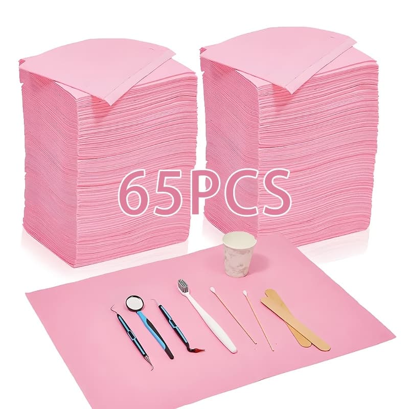 TEMU 13"x18" - 3 Ply Tattoo Bib Sheet For Patients | Dentist Or Tray Cover And Nail Table Cover Supplies, Pink, Made Of Paper