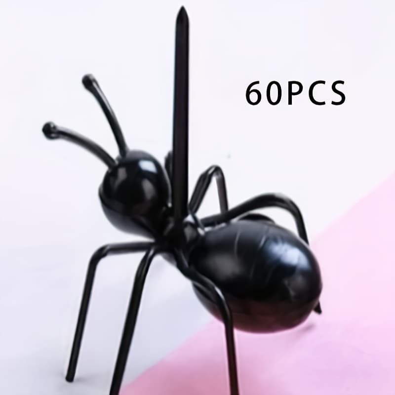 TEMU 60 Reusable Ant Shaped Toothpicks And Fruit Forks - Colorful Dessert Inserts Suitable For Snacks, Cakes, And Party Decorations, Perfect For Party Occasions