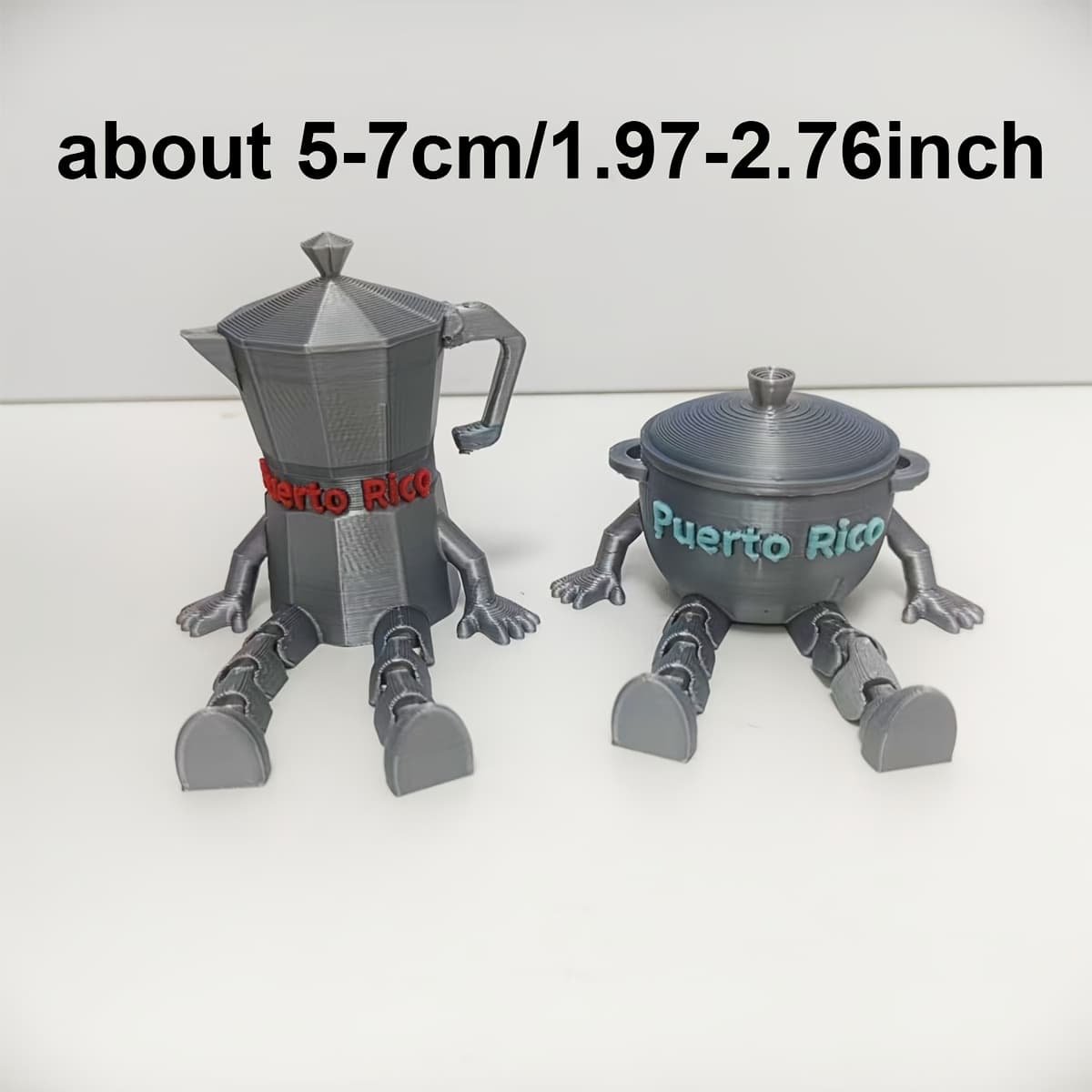 TEMU 2pcs Puerto Rican Coffee Makers & Figurines For Kitchen Decor, Coffee Maker And Cauldron , Articulated Collectible Statues For Desk Or Shelf In Kitchen & Office
