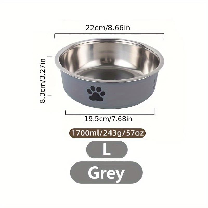 TEMU 1pc Durable Stainless Steel Pet Bowl, Anti Slip, Easy To Clean, Cute Paw Print Dog Bowl Food & Water