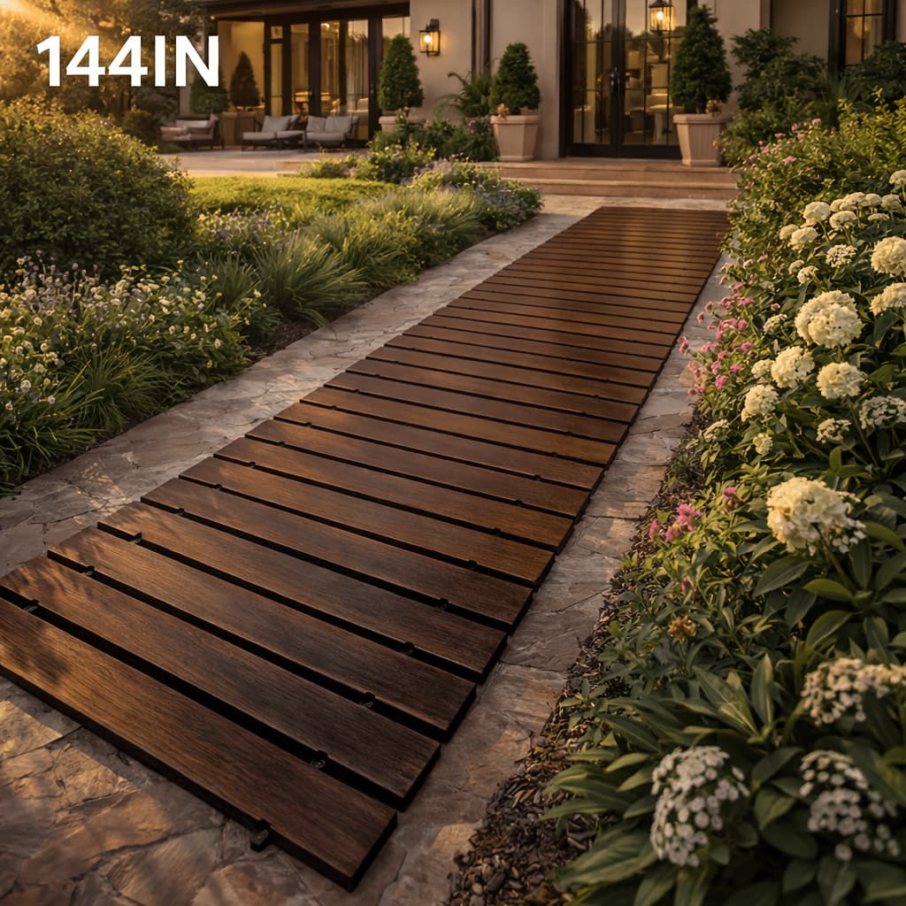 TEMU Durable And Wooden Pathway For Lawn & Garden, Landscape Border For , Flower Beds, And Greenhouses, In Lengths From 36 To 192 Inches
