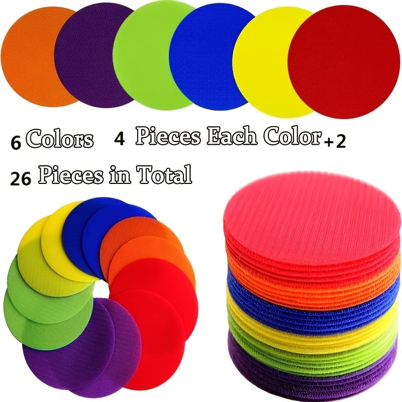 TEMU 26pcs 4 Inch Circle Dots | Multicolor Spot Circle Markers For Classroom Teachers, Preschool, Students, Markers, Games, Made Of Polyamide