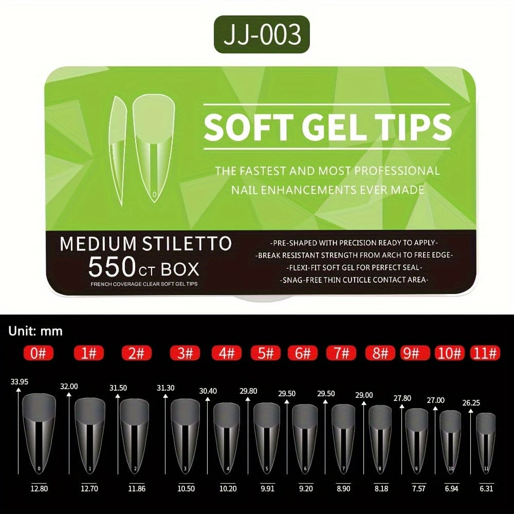 TEMU 550pcs Soft Gel Full Cover Nail Tips - Clear False Nails With Traceless Design For Gel Nail Extensions - Perfect For Diy Nail Art And Salon Use