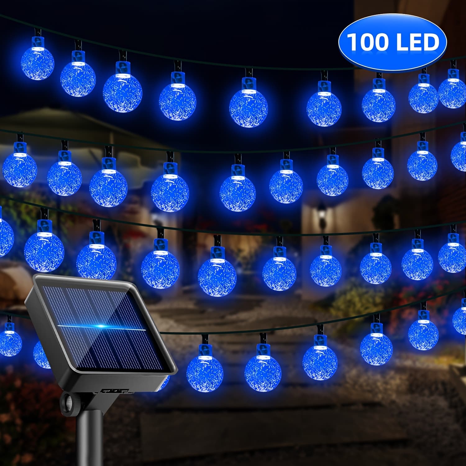 TEMU (solar Powered) Camping Decorative Lights - 39.6/23.1/16.7 Ft Tent Decoration Lights (ip65 ) - 8 Dimmable Lighting . For Garden, Yard, Christmas, Party, Wedding, Vacation Home Decor (blue)