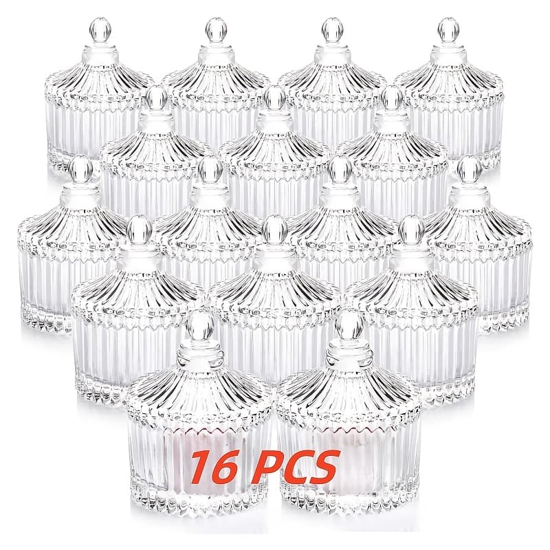 TEMU 16 Holders With Lids, Bulk Tea Light Holders, Suitable For Table Centerpieces, Weddings, And Home Decor (2.68 Inches X 1.65 Inches, Clear)