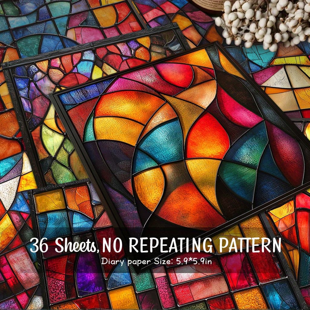 TEMU A Collection Of 36 Sheets Featuring Stained , Perfect For Spiritual Scrapbooks, Decorative Backgrounds, Junk Journals, Handmade Projects, And More