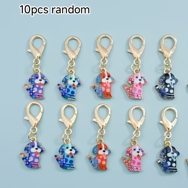 TEMU 10pcs Random Style Cartoon Dog Keychain Set