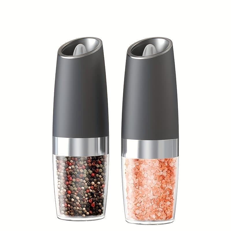 TEMU 1pc/2pcs Electric Salt And Pepper Mill With Tilt Grinding, Pepper Grinder Suitable, Large Capacity Abs Mills, Adjustable Coarseness, One-hand Operation & Led Light, Holiday Gifts For, Christmas