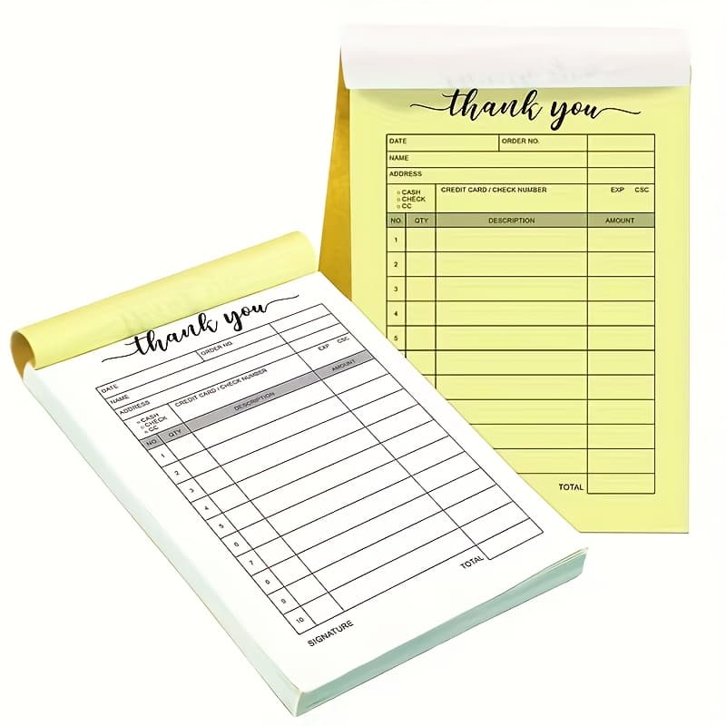 TEMU 50pcs/set, Invoice Receipt Book Thank You Receipts - Dealer Forms, 3.4x5.5 Inches, Handheld, Yellow With White Border - Ideal For Stores, , Offices, And Restaurants