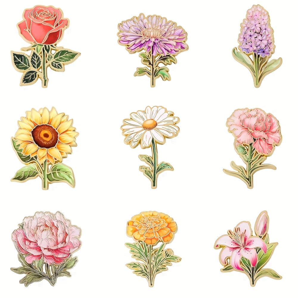 TEMU Set Of Colorful Brooches - Intricate With Pink, Purple, Red, And White Flowers - Perfect For Clothing Accessories, Holiday Decor, And , Flower Brooches