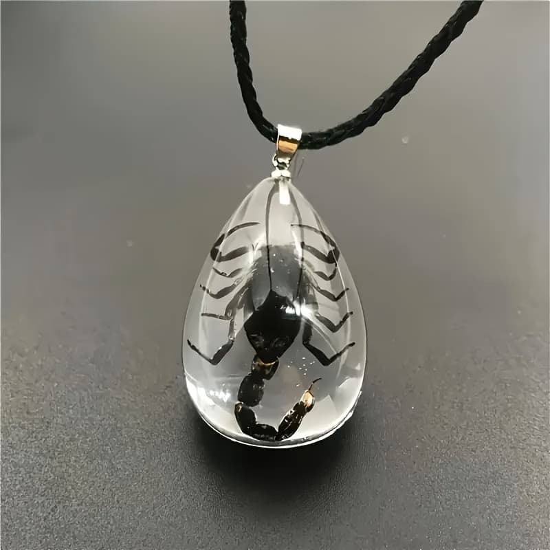TEMU A Necklace Featuring A Large Transparent Insect Resin Drop, Designed With A Landscape And Animal Theme, Perfect For Sweater Jewelry