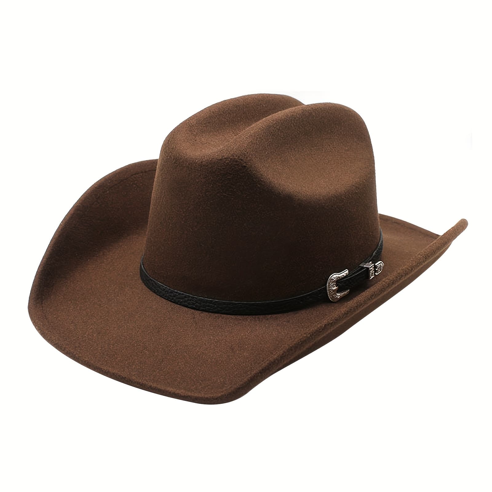 TEMU Men's Women's Western Cowboy Cowgirl Fedora Hat Felt Wide Brim Classic