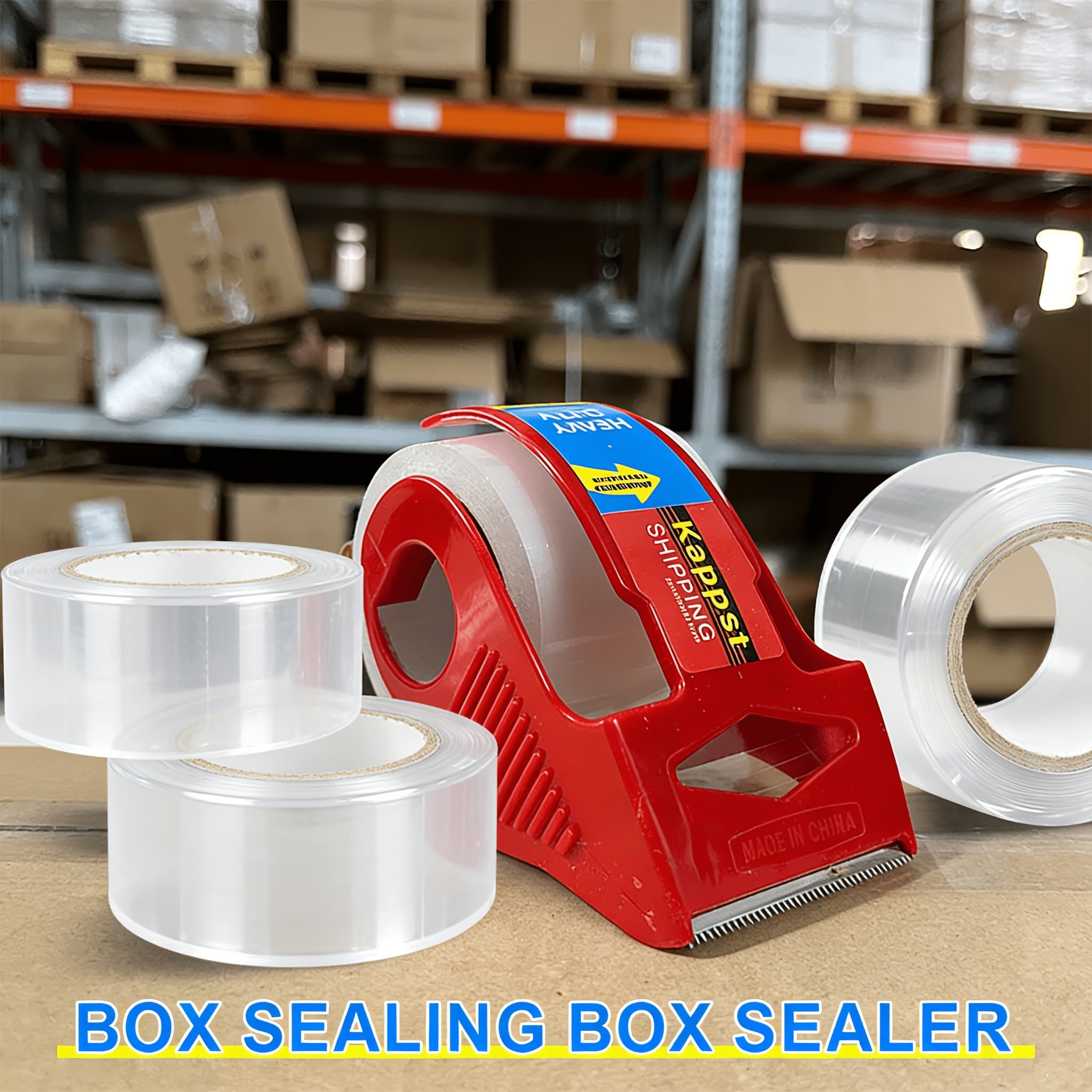 TEMU 3 Rolls Of Heavy-duty Tape, 2.7 Inches X 3.9 Inches, Silent Operation, Strong Sealing Tape, With A Cutter, , Suitable For Transportation, Storage, And Packaging