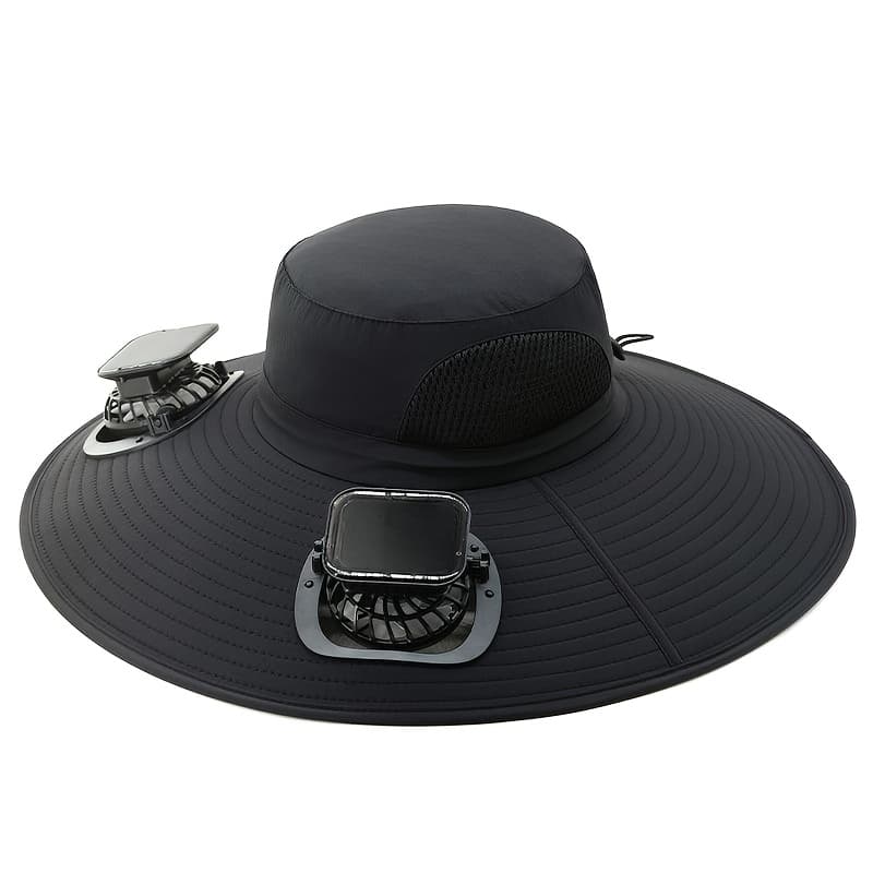 TEMU Summer Must- Protection Fan , With Solar Fan And Usb Charging Design, Lightweight Wide Brim, Strong , Suitable For Fishing, Hiking, Mountain Climbing And Daily Outdoor Wear, Sun Protection And