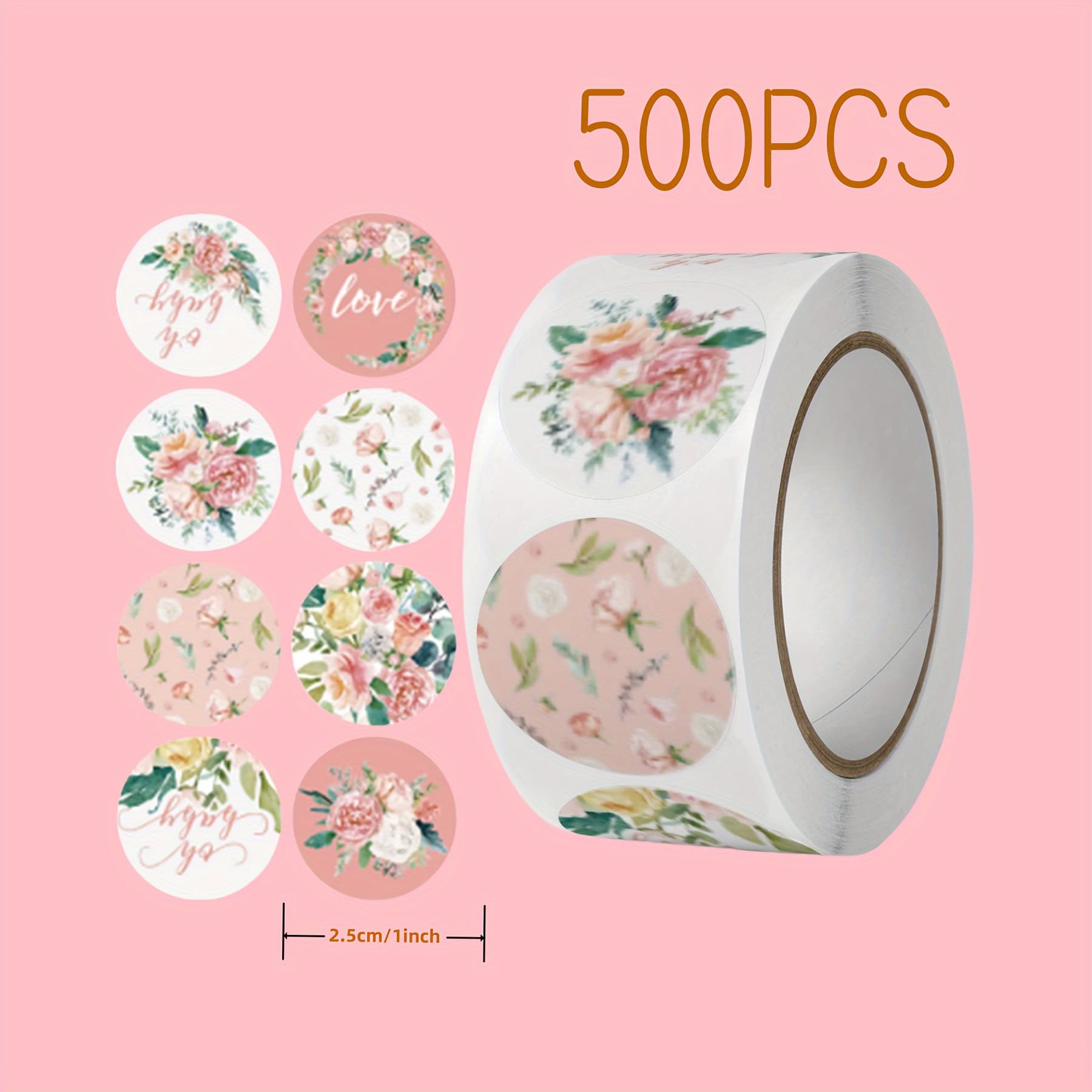 TEMU 500pcs Floral Scroll Stickers Bouquet Packaging Sealing Stickers Greeting Card Envelope Gift Decoration Stickers
