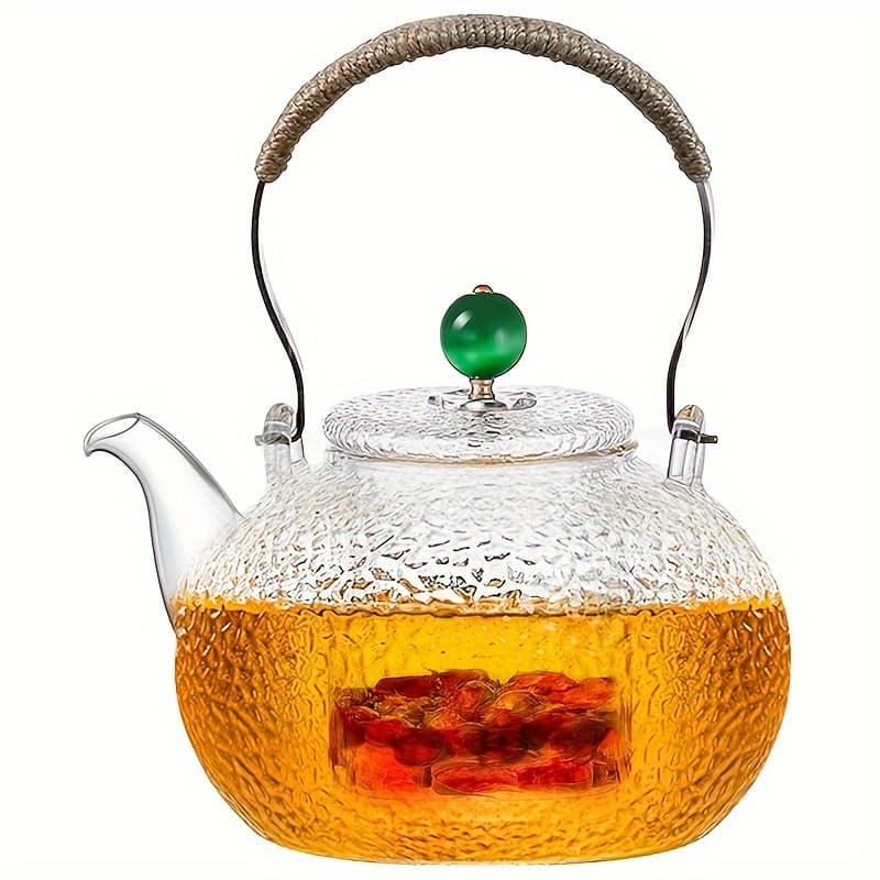TEMU Glass Teapot With Infuser And Lid 44fl.oz/1300ml, Heat Resistance Borosilicate Glass Tea Kettle For Blooming And Loose Leaf Tea Maker, Gas Stovetop Safe, Gifts For Women, Mom, Birthday