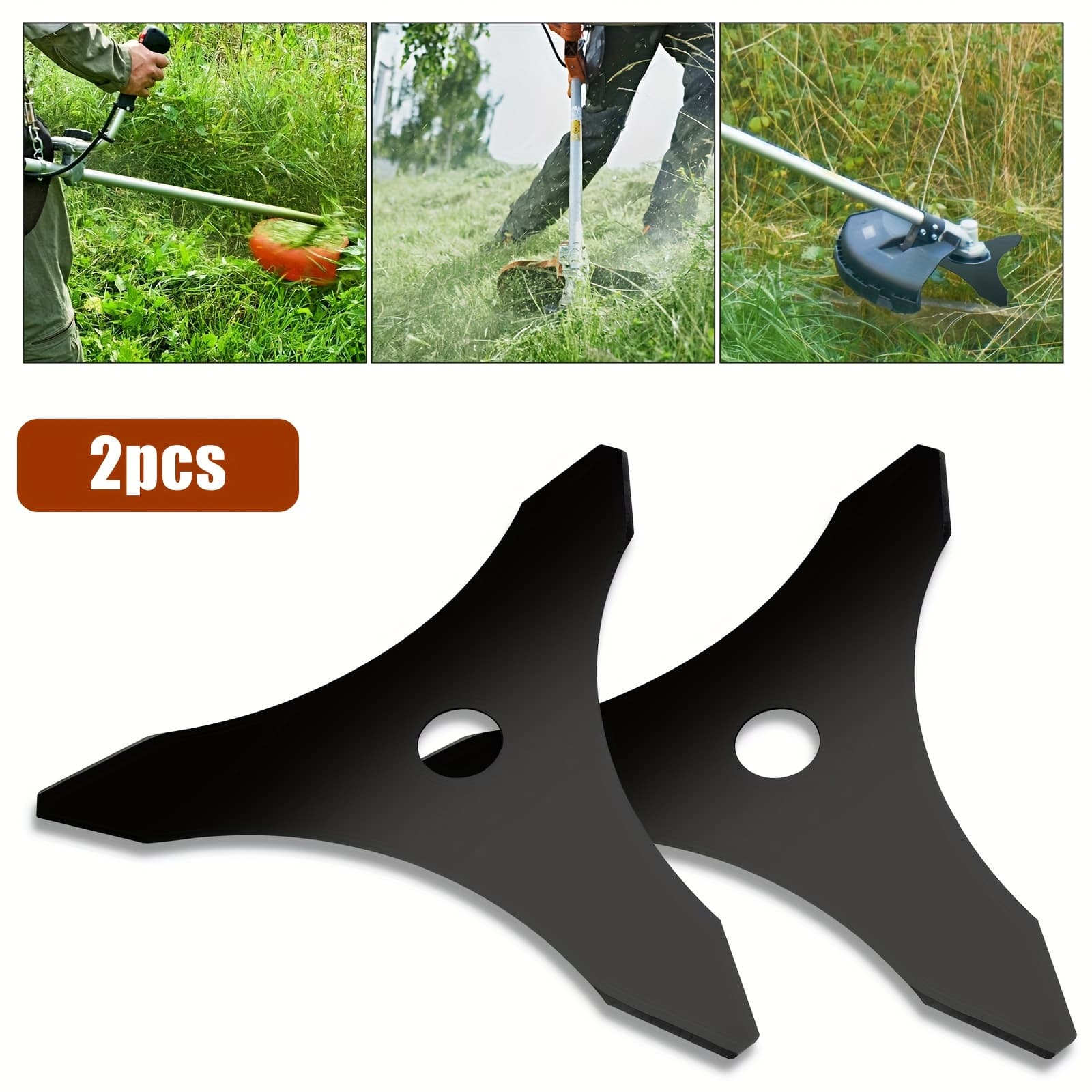 TEMU 2pcs Carbon Steel 3 Tooth Brush Cutter Blades, Three-tooth Blade, Replacement Trimming Blade, Triangular Saw Blade