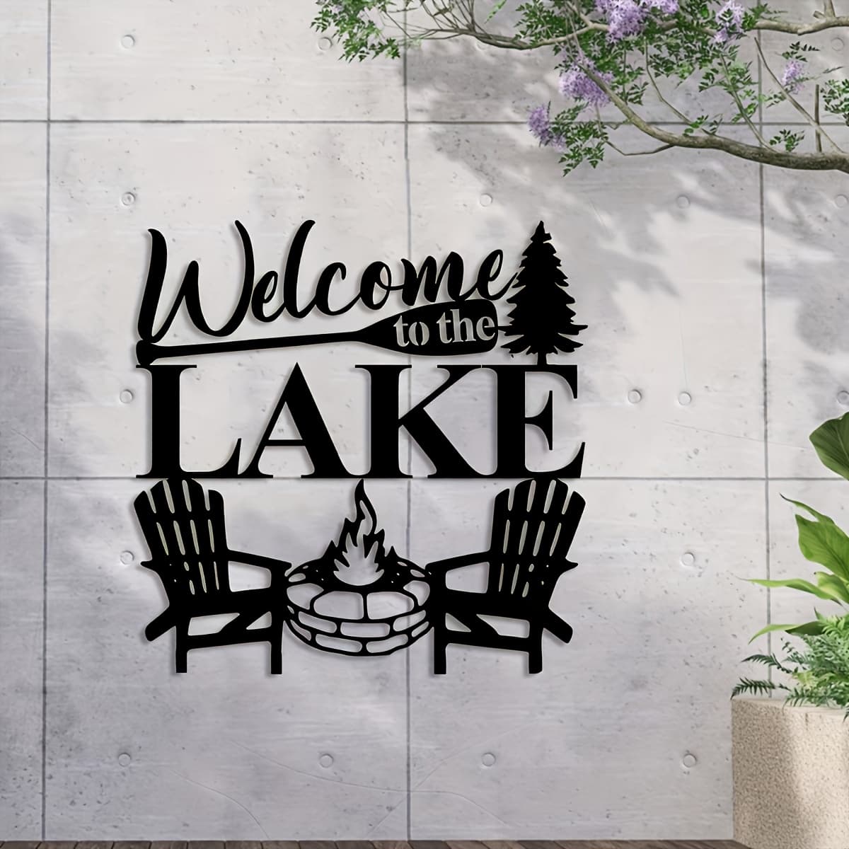 TEMU Welcome To Lakeside Cabin - Modern Laser Cut Decoration, Suitable For Cabins And , Ideal Housewarming Gift
