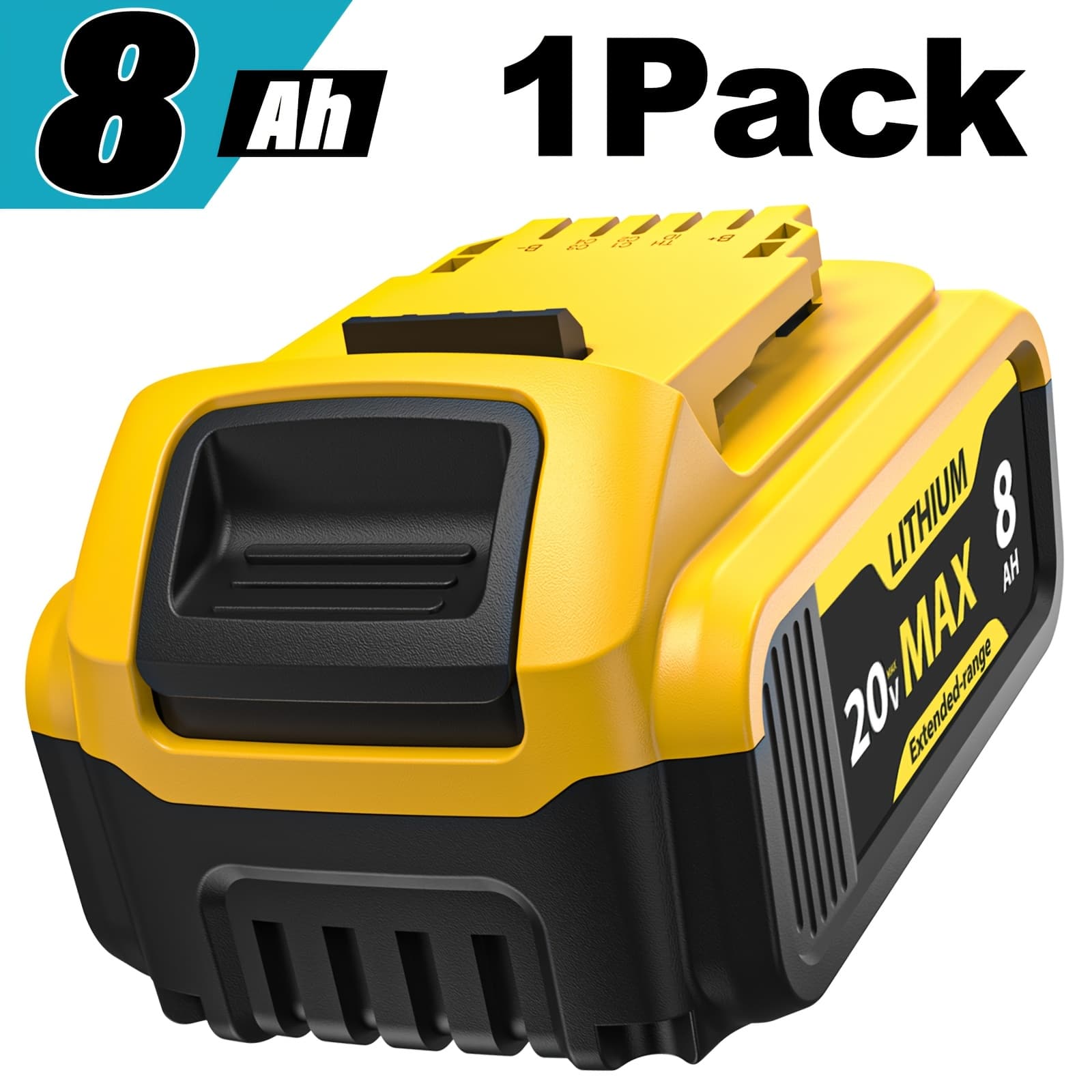 TEMU 1pc For 20v Max Lithium-ion With High Capacity Of 8.0ah, Featuring A 3-led , Extended , And Protection Against Overcharging And Overheating, Suitable For And Battery Sizes