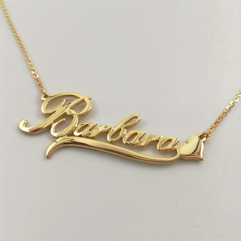 TEMU Stainless Steel Custom Name Necklace, High-quality Personalized Golden Nameplate Pendant Necklace, Jewelry For Women, Valentine's Day Gift For Her