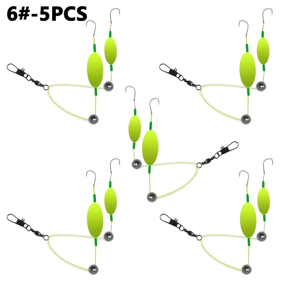 TEMU 5pcs Anti Bottom Device Set, European Popular Bean Floating And Hovering Bait Rigs, No Debugging Off Bottom Flipping Hook, 4# -13# Line Sets Suitable For European Carp Fishing Fish