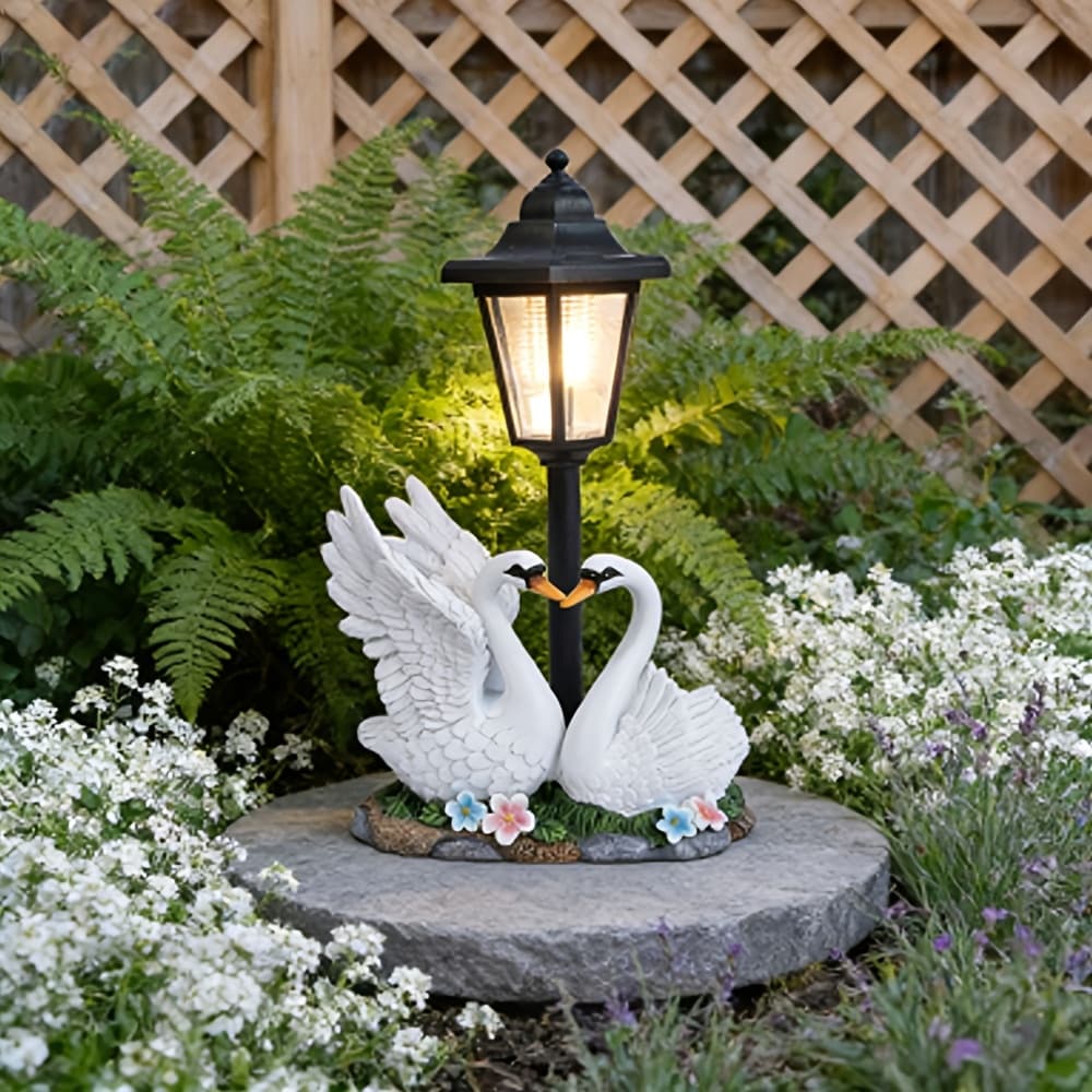 TEMU Outdoor Solar-powered Swan Statue Light With . This Decorative Resin Swan Statue Your Courtyard Or Lawn, Making It Ideal For Enhancing .