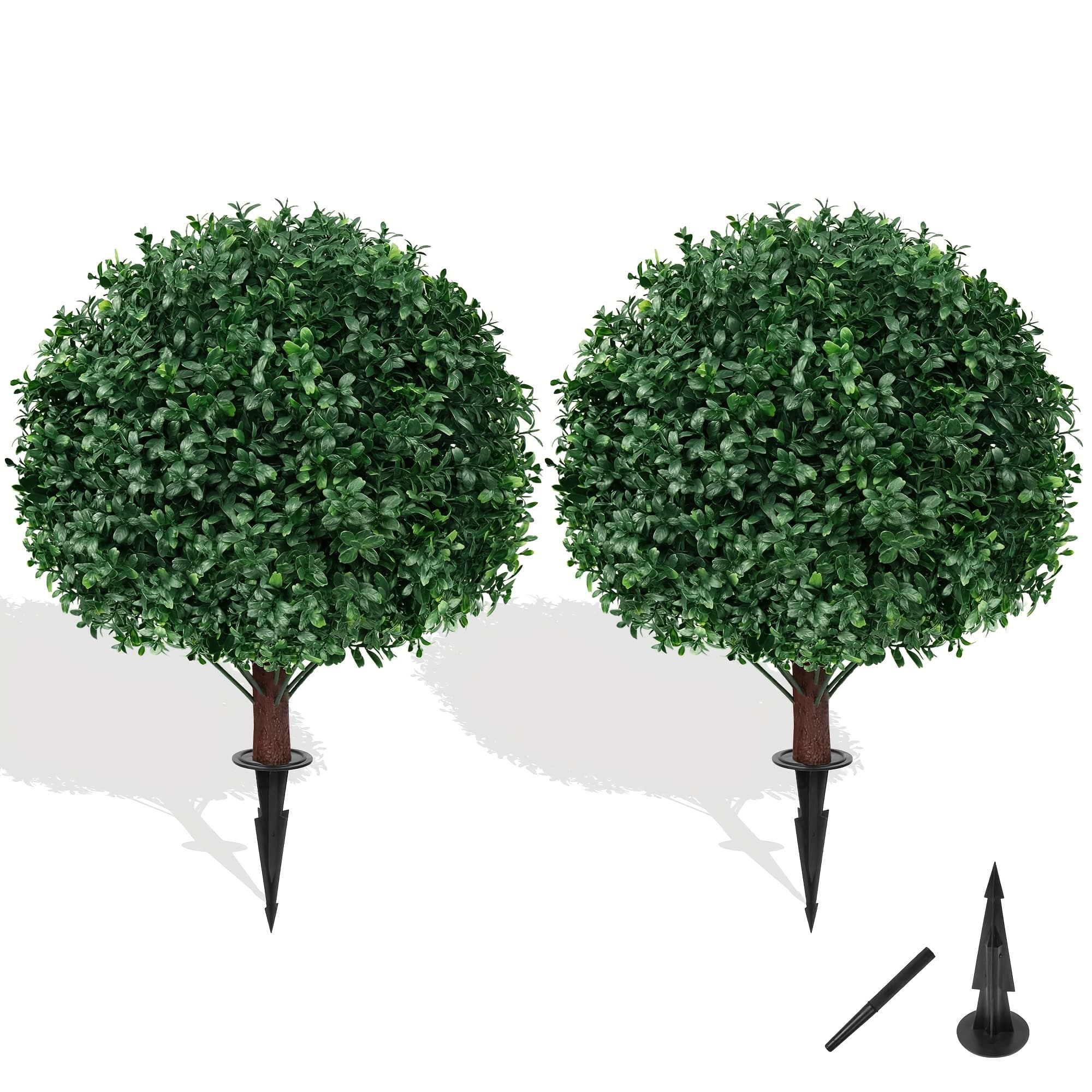 TEMU Artificial Boxwood Sphere Bushes - Uv Resistant Shrubs With Stakes For Effortless Use In , Planters & Indoor Decor (16in)2pcs